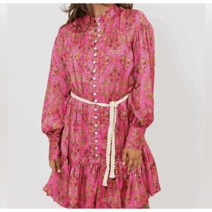 Karlie Paisley Dress in Cream and Brown